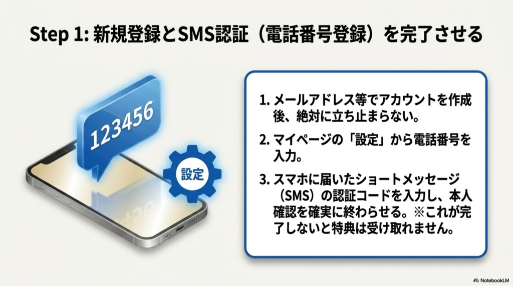 ステップ1：新規登録とSMS認証を完了させる
