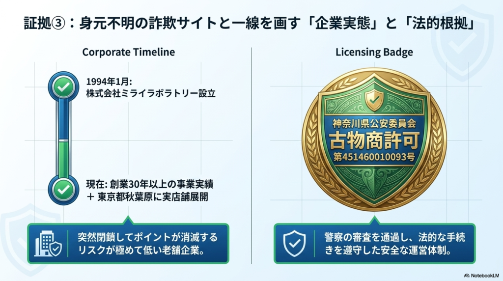 創業30年の運営実績と古物商許可による信頼性
