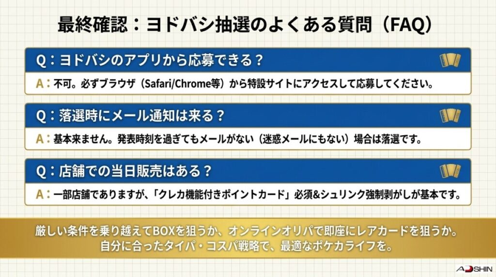 ヨドバシカメラのポケモンカード抽選に関するよくある質問(FAQ)