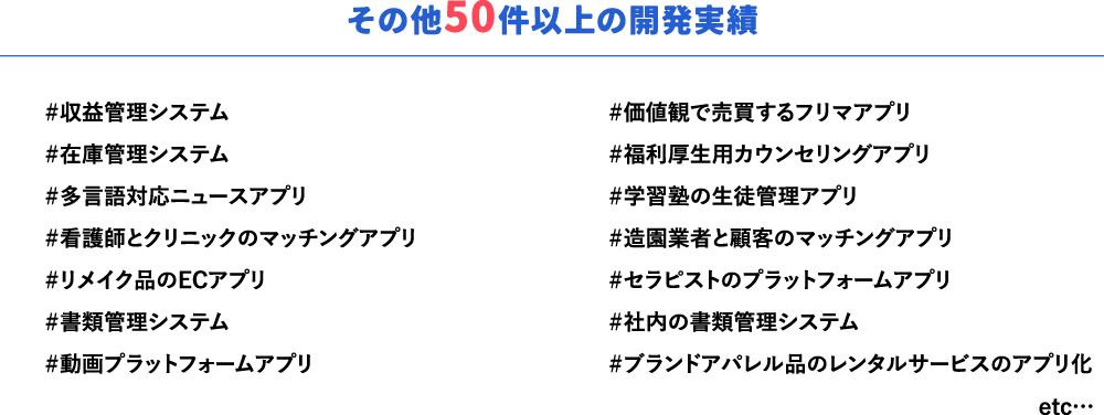 その他50件以上の開発実績